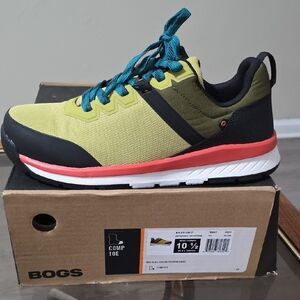 Work Shoes .Bogs Olive and Black Athletic Shoes with Teal Accents